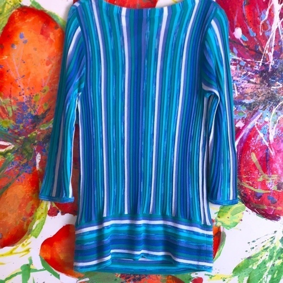 Axcess Vertical Striped 3/4-Length-Sleeved Top - Picture 6 of 7